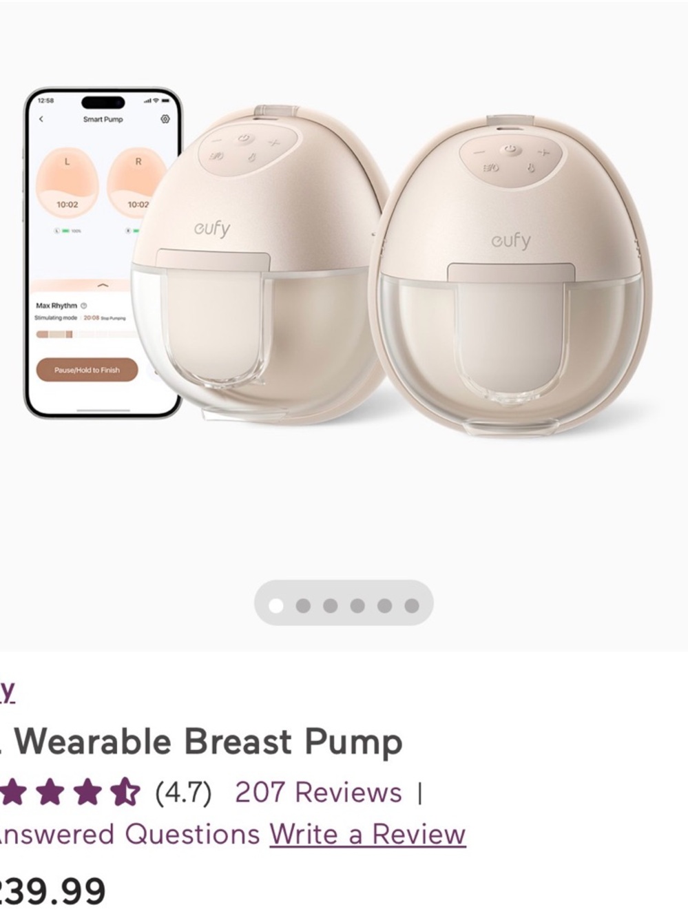 Eufy Wearable Breast Pump — Soft Beige